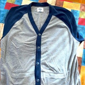2XL Grey and Blue Old Navy Cardigan Sweater